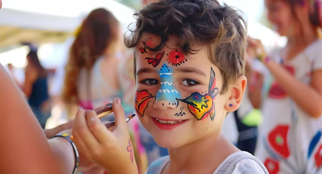 niño con el rostro pintado